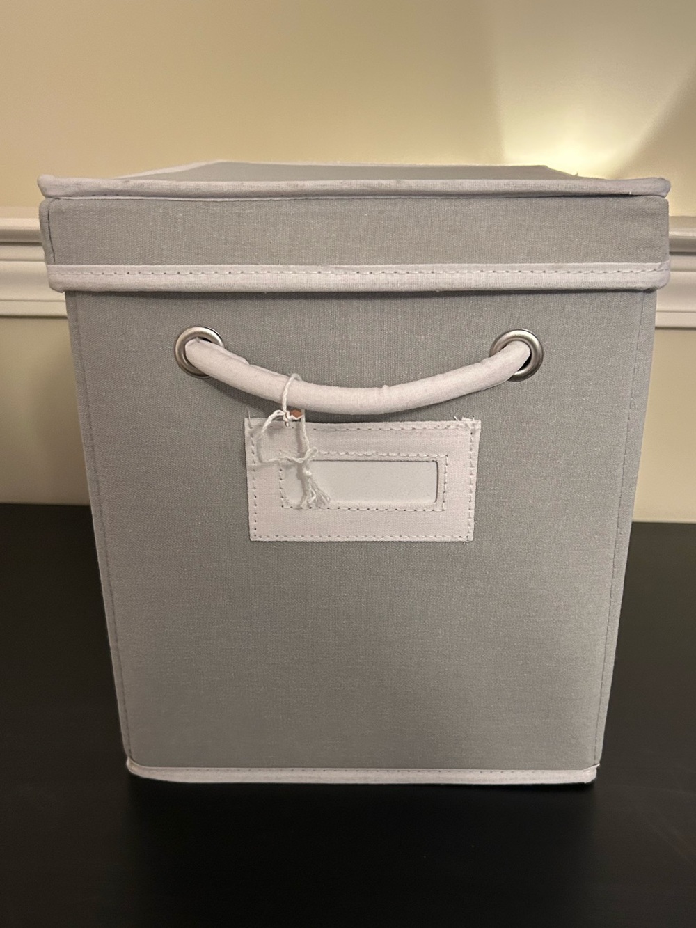 Pottery Barn Teen gray canvas storage bin